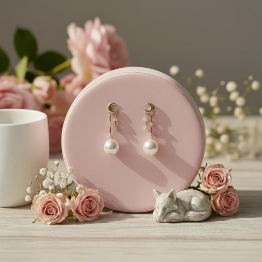 Pearl Moon Dangle Earrings