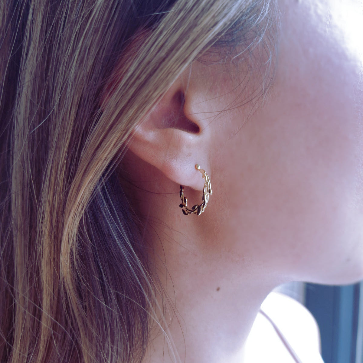 Branch & Leaf Hoop Earrings