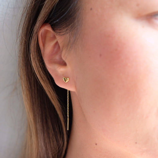Dainty Heart Threader Earrings