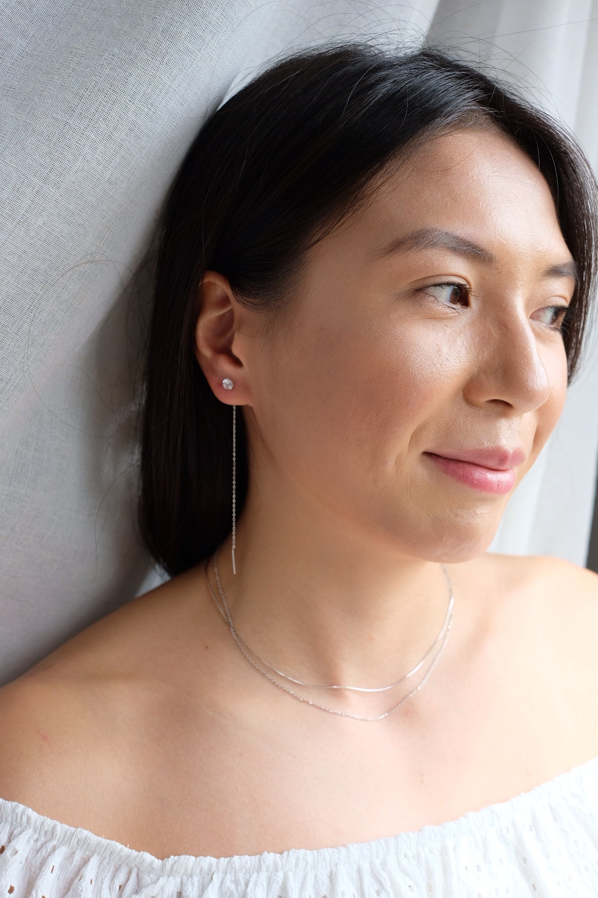 Crystal Drop Threader Earrings