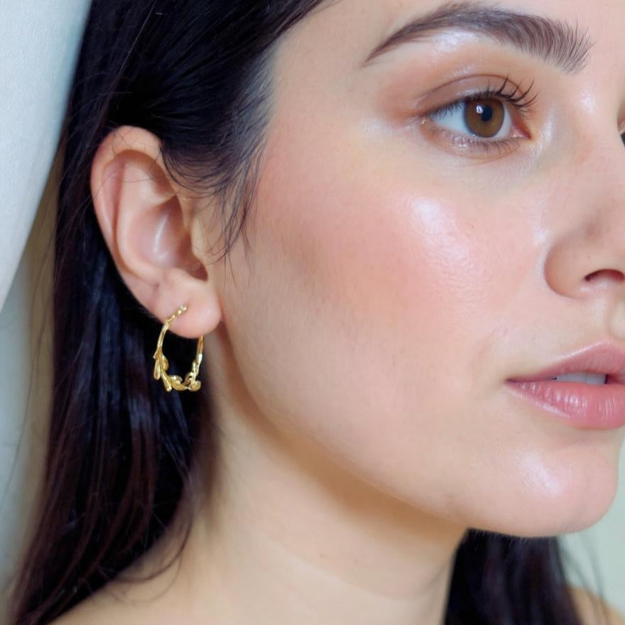 Branch & Leaf Hoop Earrings