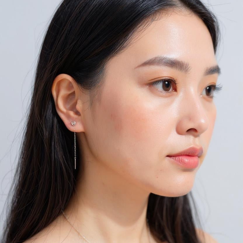 Dainty Heart Threader Earrings