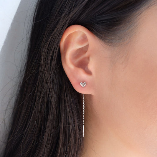 Dainty Heart Threader Earrings