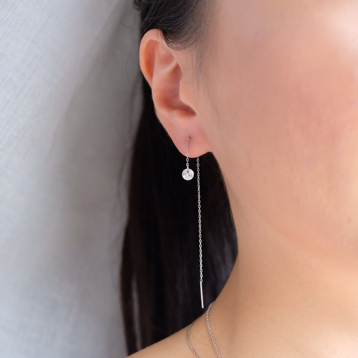 Crystal Drop Threader Earrings